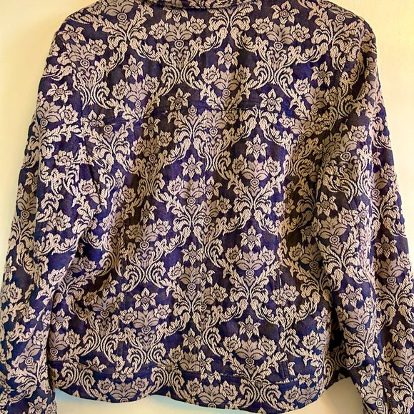 Chicos Blue Tan Cotton Jacket + Pockets Size 1 Medium 8-10 - Picture 3 of 5